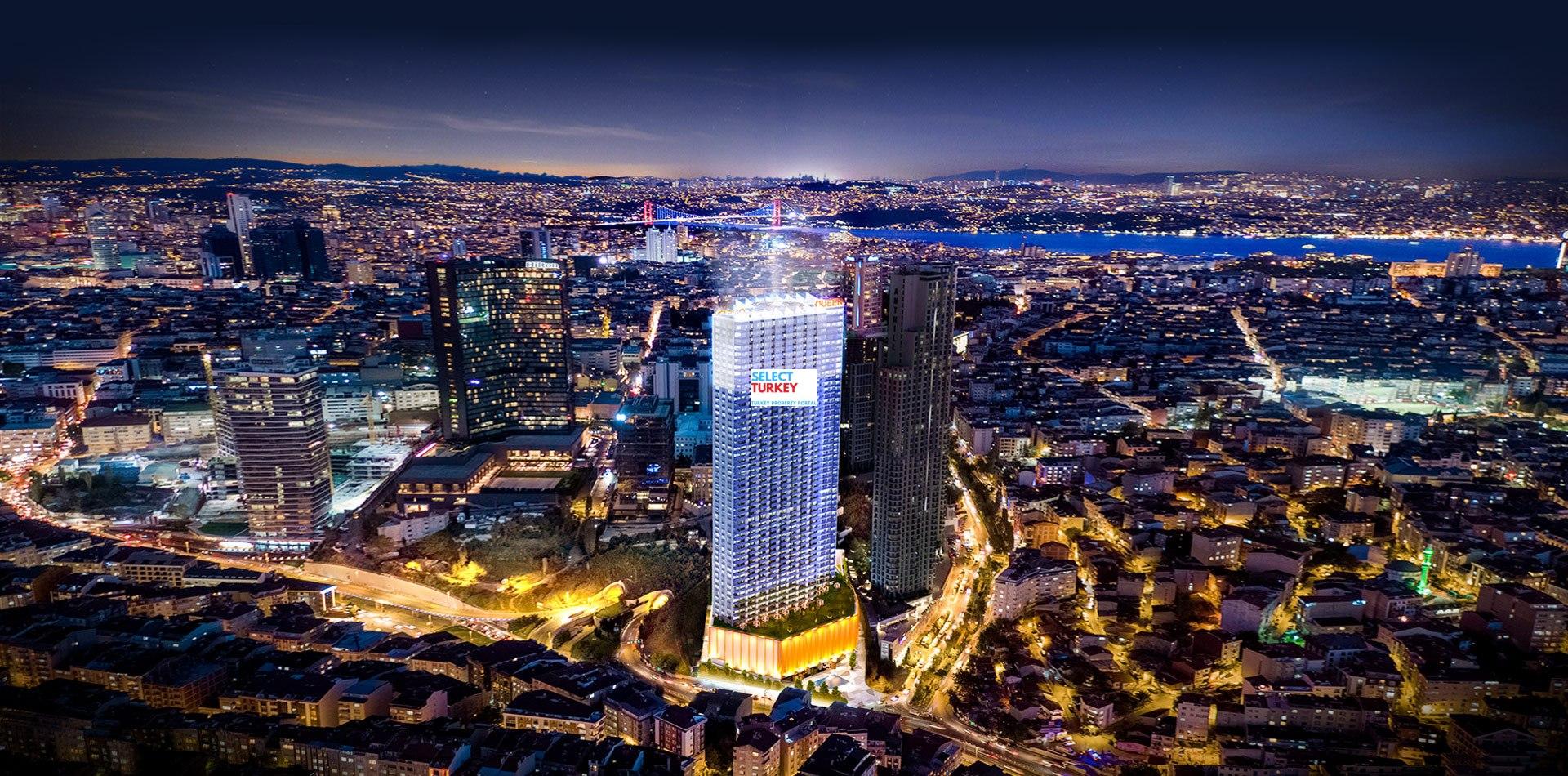 Sinpas Queen Residence exterior at night